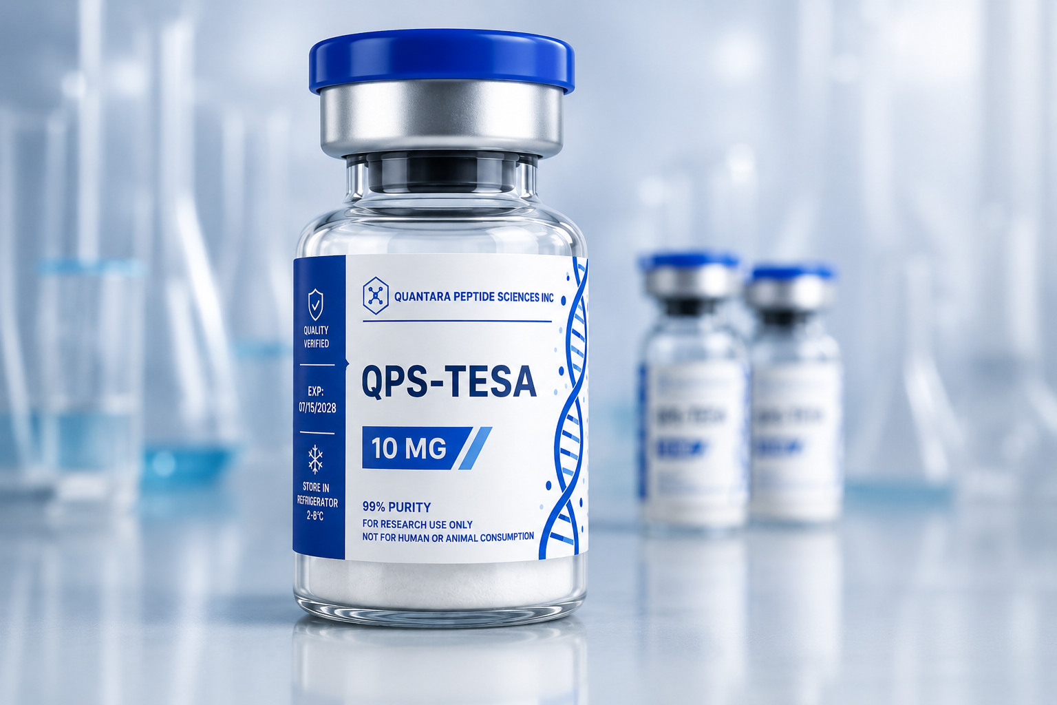 QPS-TESA 10 mg research peptide vial – Quantara Peptide Sciences