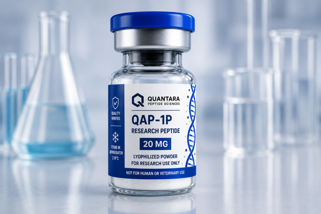QAP-1P 20 mg research peptide vial by Quantara Peptide Sciences